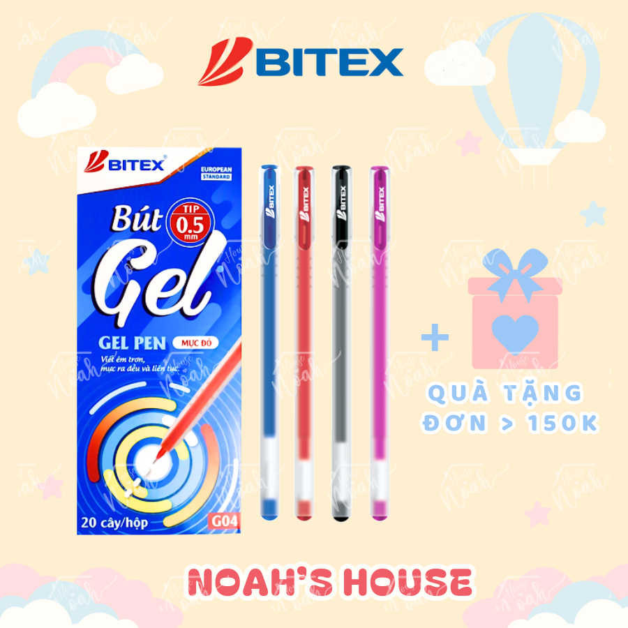 [NOAHS HOUSE] BITEX G04 Gel Ink Ballpoint Pen Box 0.5mm Nib หมึกสีน้ําเงิน/แดง/ดํา/ม่วง