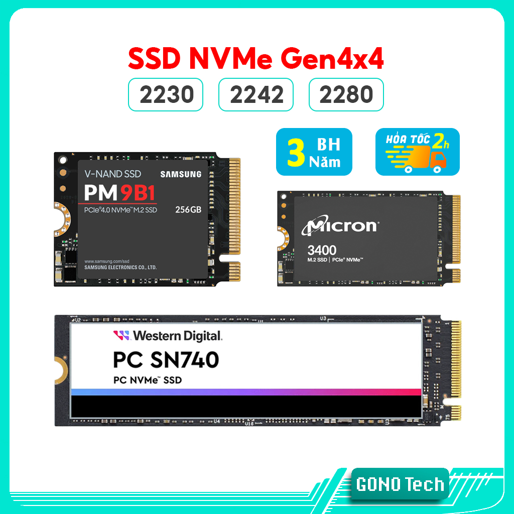 M2 NVMe Gen4 256Gb 512Gb SAMSUNG PM9B1 Western Digital WD SN740 ไมครอน 3400 SSD | M.2 PCIe Gen4x4 2230 2242 2280