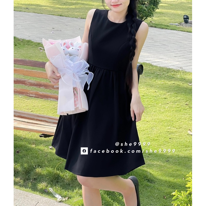 She9999 D290 - BASIC FORM ชุดเดรสสีดําหนา 2 ใบ