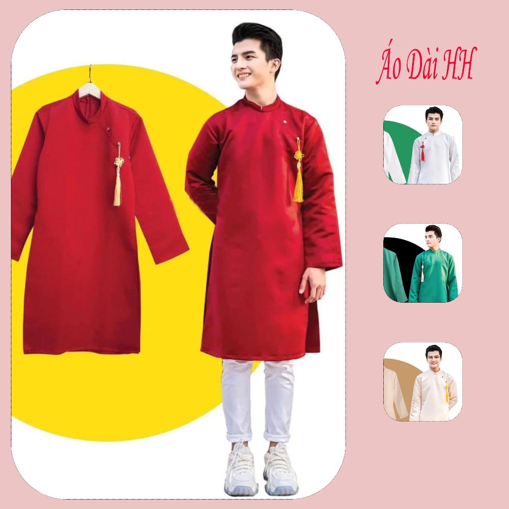 [ใหม่] Mens Ao Dai, Mens Modern Plain Ao Dai Tafa HH54