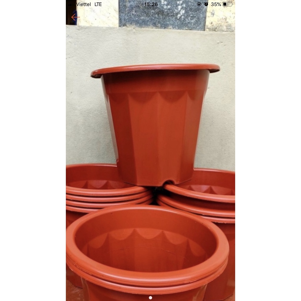กระถางต้นไม้พลาสติก กระถางเพาะชํา สีน้ําตาล E280, E300, E320, E350 - สินค้าบริษัทหนาสวยงาม ขนาด 23x2