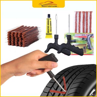 Bộ dụng cụ vá xe không ruột，Bộ dụng cụ vá lốp xe, vá lụi không săm, kèm 3 dải keo cao su thích hợp