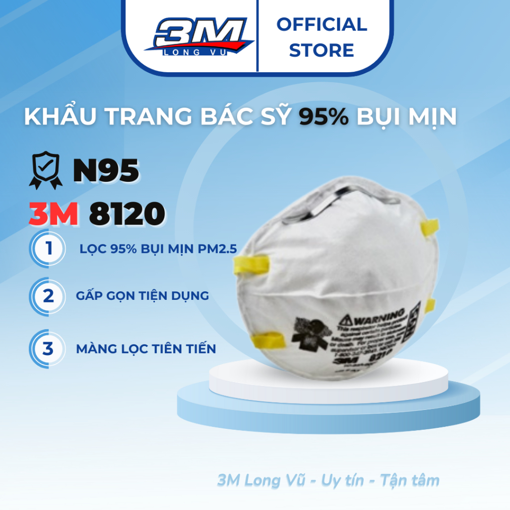 [ 1 กล ่ อง - 20 ชิ ้ น ] 3M 8210 Mask 95 % Filter Fine Dust PM2.5 &amp; Emissions Standard N95- 3M LONG VU