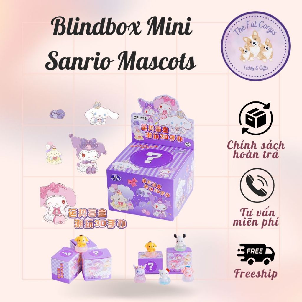 (Retail Box Blind Box Random Model Blindbox mini Sanrio Kuromi Cinnamoroll Kitty Melody Pompompurin Character