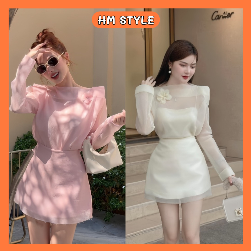 ชุดกระโปรง 2 สาย พร้อมเสื้อ + กระโปรงบานทรงเอ ผ้าไหมฟองน้ําหรูหรา ชุดผู้หญิง ชุด HB384
