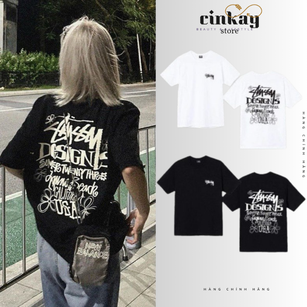 เสื้อยืด Stussy เสื้อยืดแขนยาวทรงหลวม unisex ทําจากผ้าฝ้ายคุณภาพสูง 100% ดูดซับเหงื่อ T106