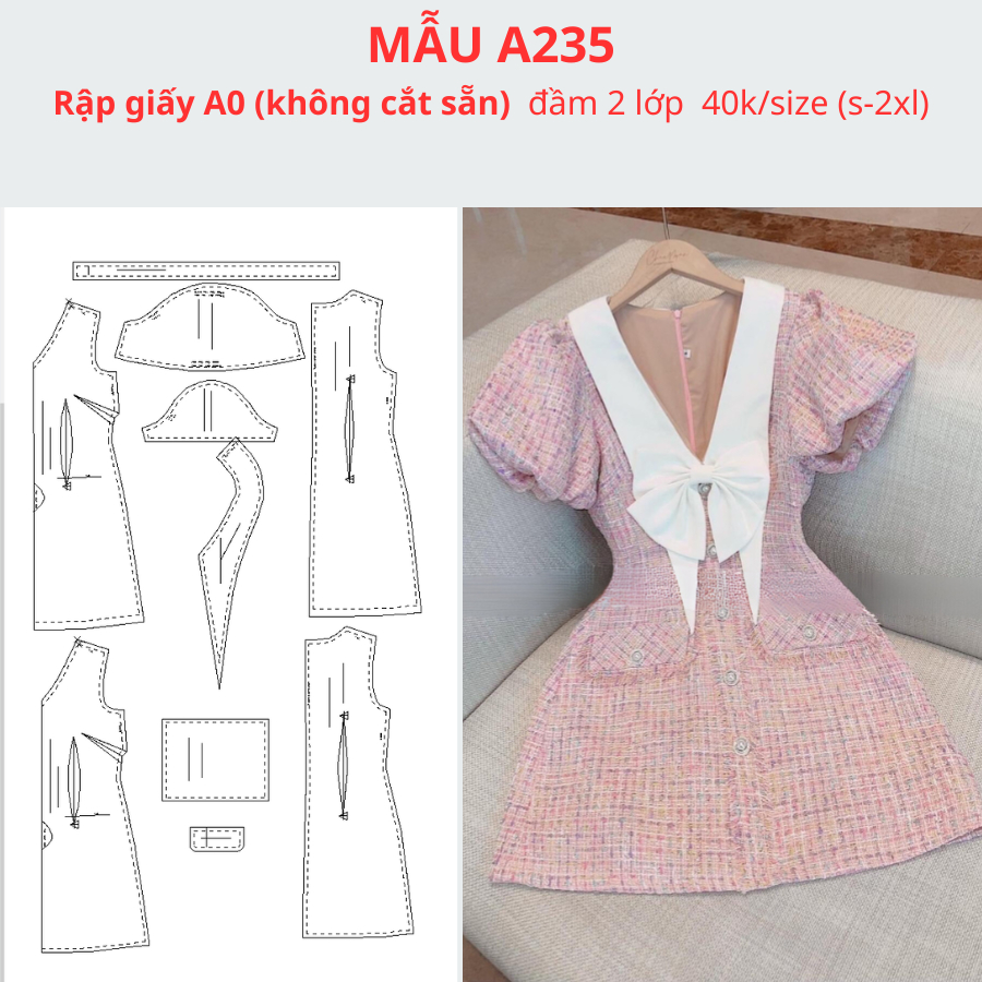 แผ่นกระดาษ A0 2-LAYER PUMPKIN SLEEVE DRESS A235