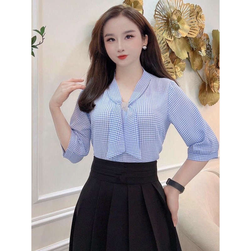 เสื้อเชิ้ตสไตล์สํานักงานน่ารักพร้อมรอยแผลเป็นสีเหลืองพร้อมแขนเสื้อที่มีผ้ามะม่วงเย็นนุ่ม MG003