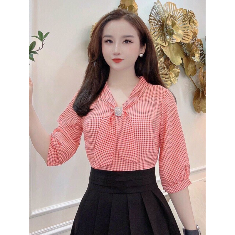 เสื้อเชิ้ตสไตล์สํานักงานน่ารักพร้อมรอยแผลเป็นสีเหลืองพร้อมแขนเสื้อที่มีผ้ามะม่วงเย็นนุ่ม MG003