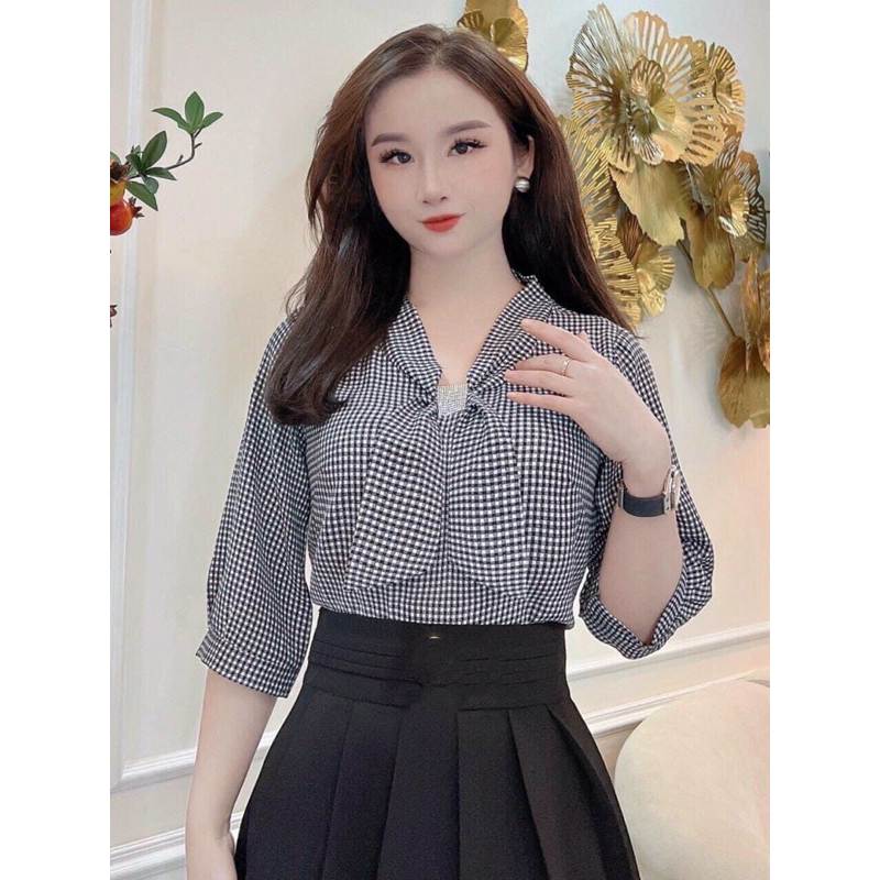 เสื้อเชิ้ตสไตล์สํานักงานน่ารักพร้อมรอยแผลเป็นสีเหลืองพร้อมแขนเสื้อที่มีผ้ามะม่วงเย็นนุ่ม MG003