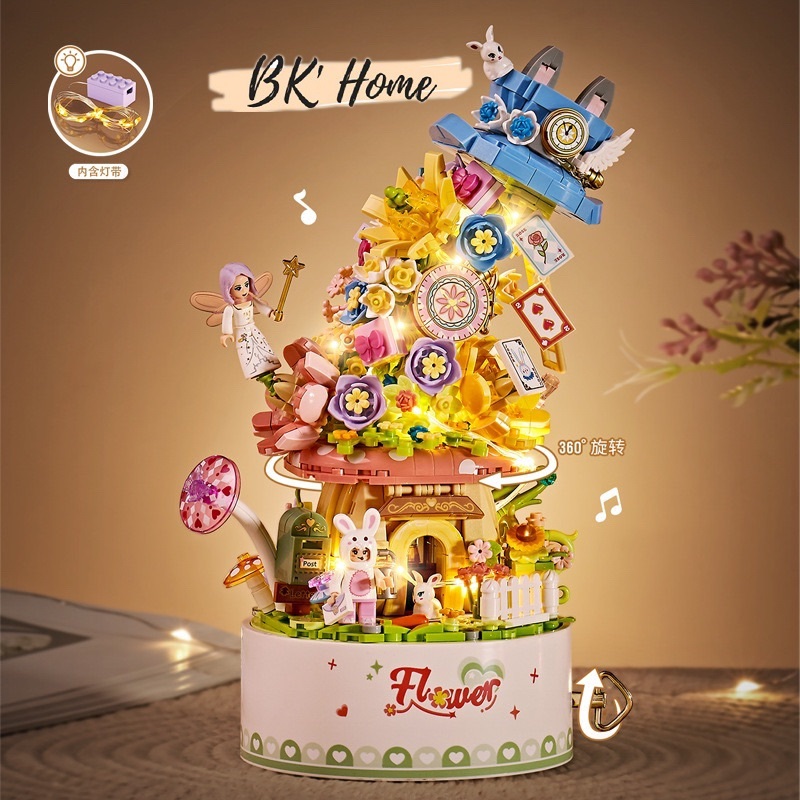 LOZ mini LOZ บล็อกตัวต่อประกอบของเล่นโมเดลบ้านนางฟ้าพร้อมเพลงเคลื่อนไหว 1954