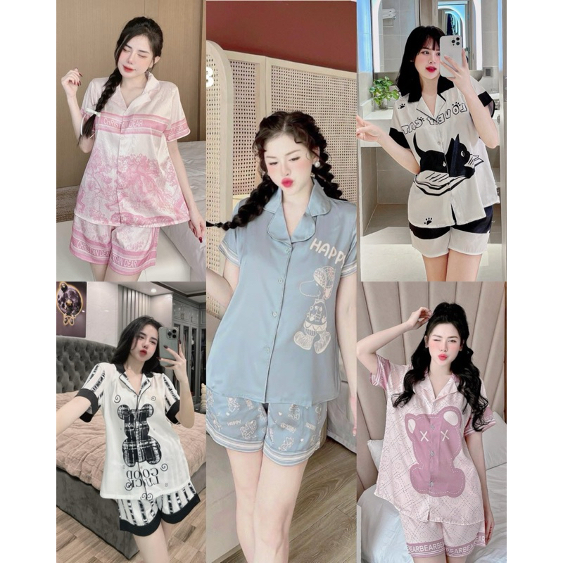 Scratch Brocade Silk Short Sleeve Pajama Set Hot