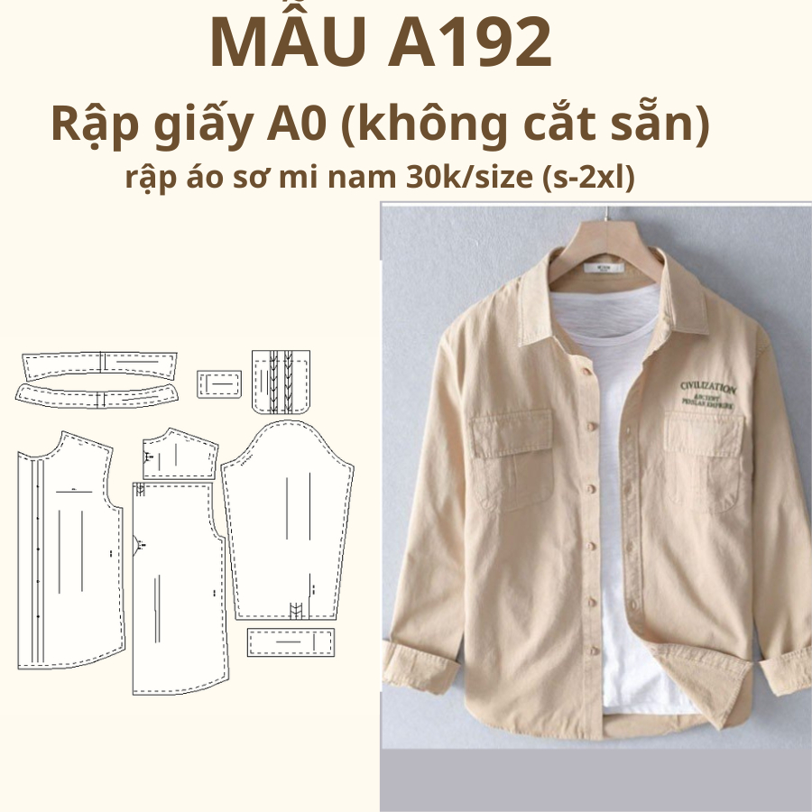 เสื้อเชิ้ตผู้ชายกระดาษ A0 A192 (ผ้าไม่ขาย)