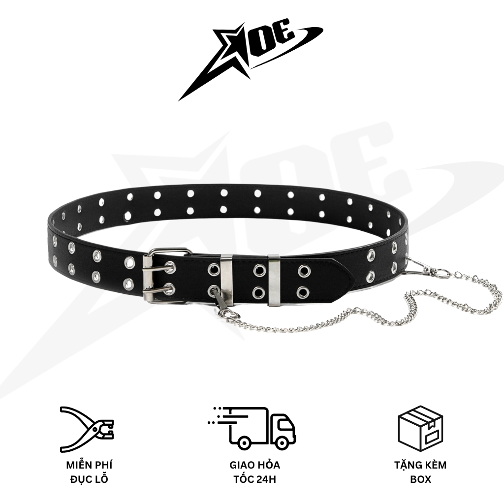 AOE STUDIO - Y2K เข็มขัดผู้ชายและผู้หญิงทําจากหนัง PU คุณภาพสูงพร้อมแหวนกลมและข้อต่อโซ่สไตล์โกธิค