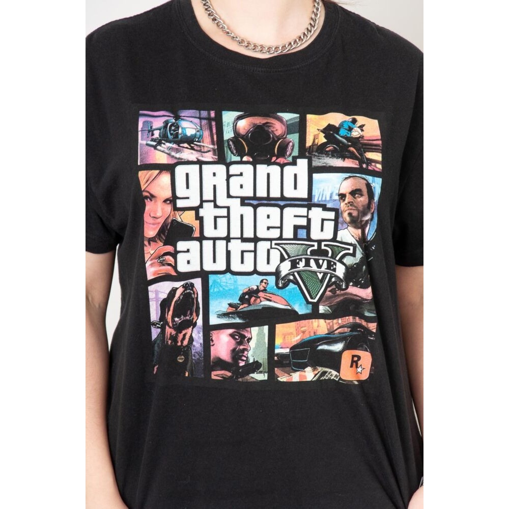 Grand Theft Auto Five T shirt GTA 5 เสื ้ อยืดสีดํา Nice unisex ผ ้ าฝ ้ าย 100 %