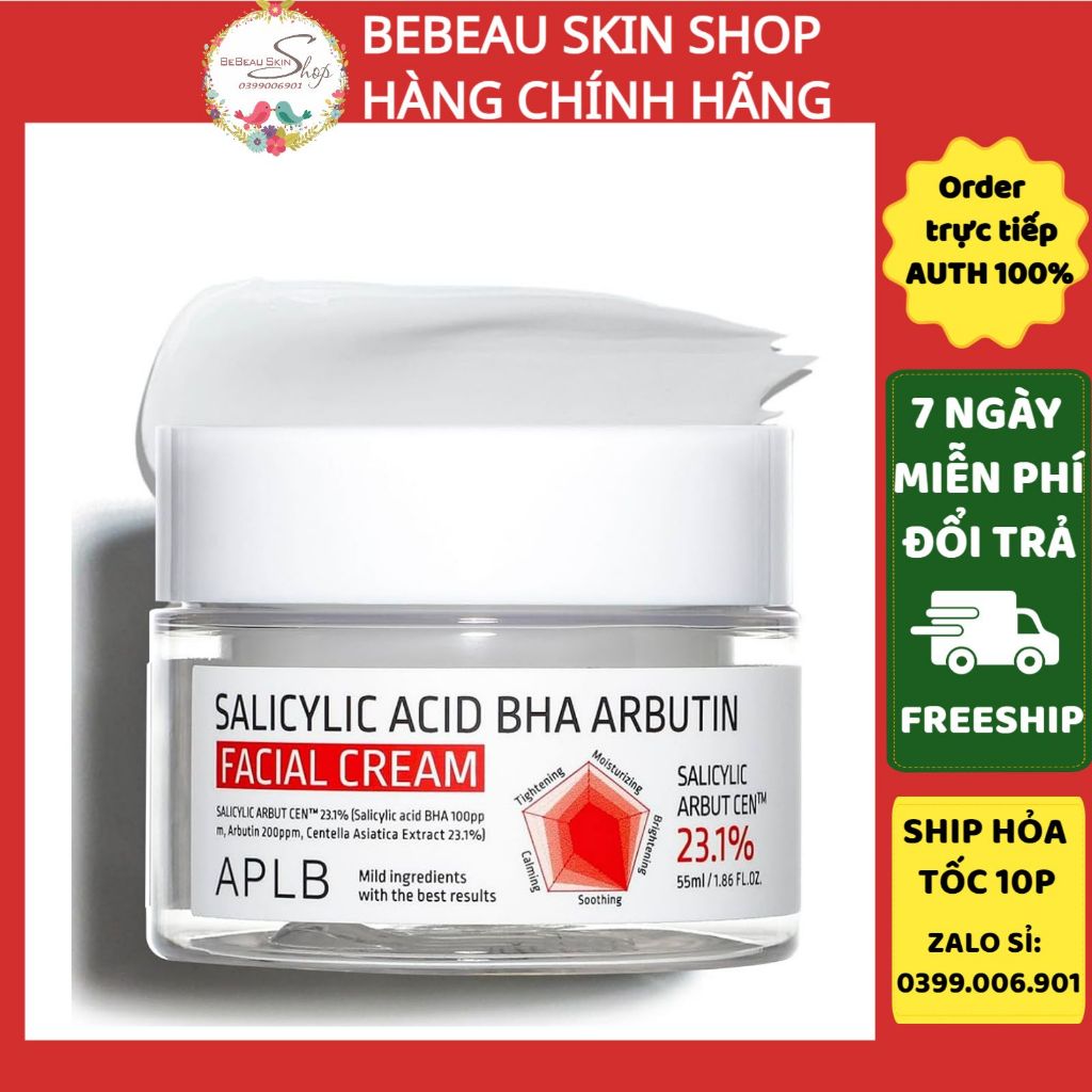 Apl Salicylic Acid BHA Arbutin Facial Whitening Cream ช ่ วยลดสิว 55ml - Bebeau