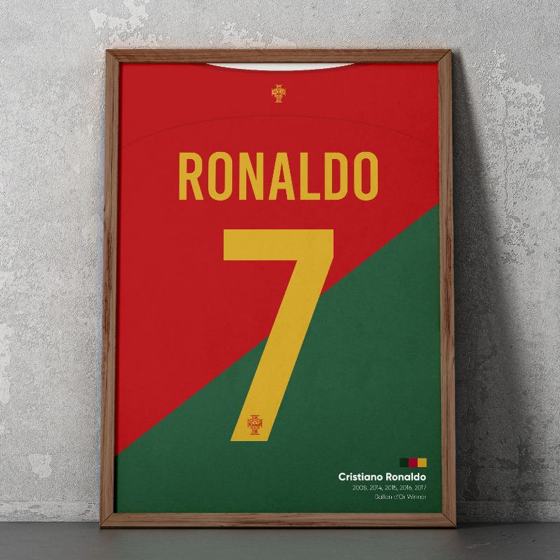 CUSTOM ️ Portugal - เสื้อฟุตบอลโปรตุเกส - ชื่อและหมายเลขพิมพ์บน Demand - Jersey Wall Decal