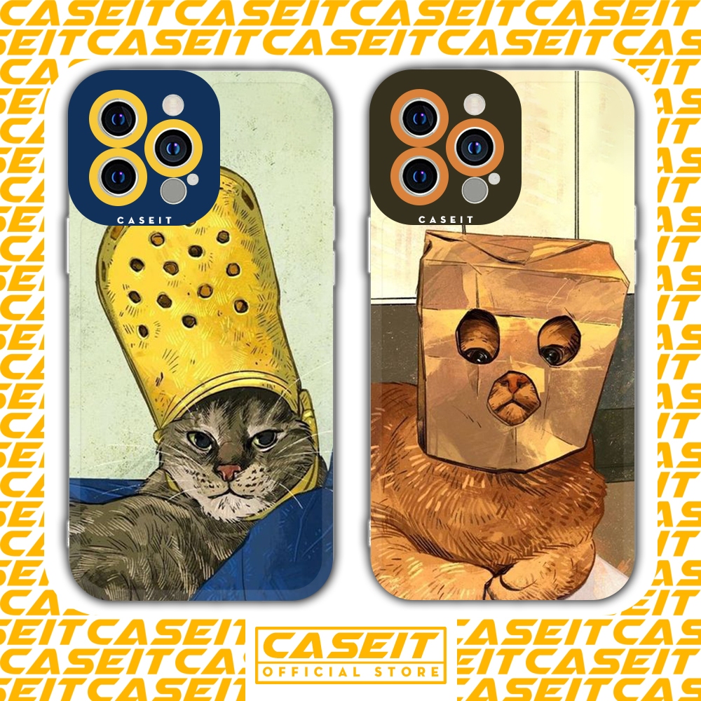 Tri Iphone Case Square Edge Caseit meme Banana Cat รองเท ้ าแตะตลก 8 /8plus /x /xs / 11 / 12 / 13 / 14 / pro /max /plus /promax