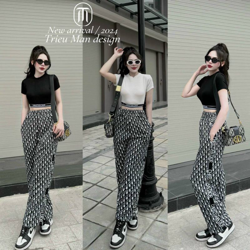 ชุดสตรี WIDE-LET PANTS SHORT SHIRT 3D RIBBED ELASTIC _ชุดผู้หญิง _WOMENS OUTFITS _เทรนด์แฟชั่น _Thu Le GARMENT