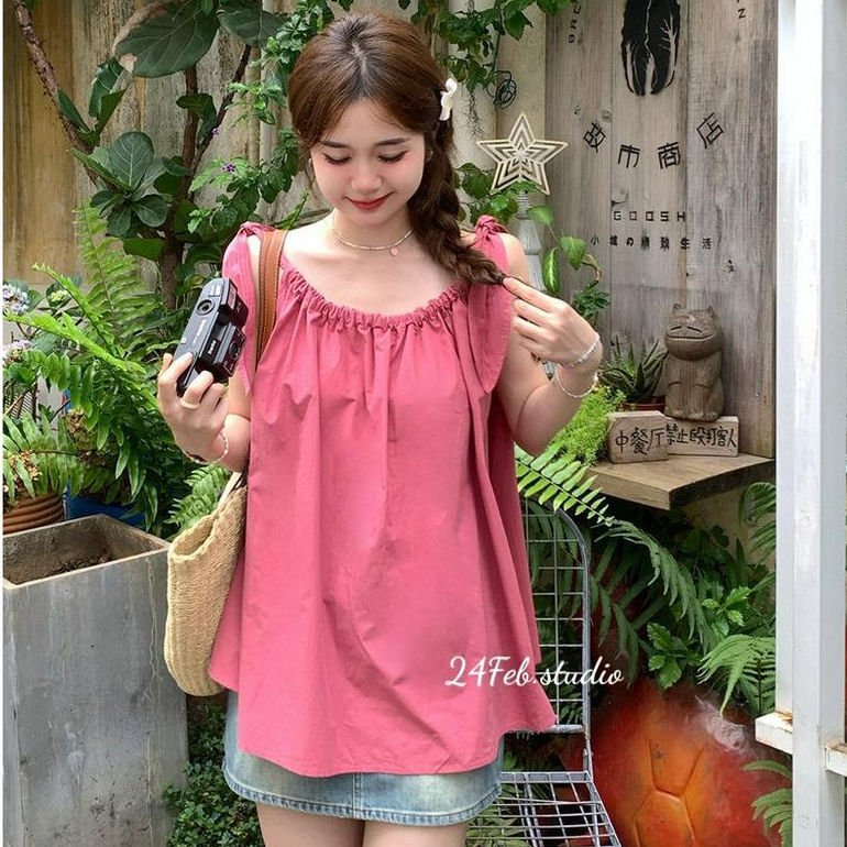 เสื้อคล้องคอผูกโบว์ไหล่สไตล์เกาหลี 24Feb Studio AK29