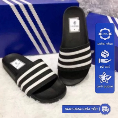 ADIDAS อาดิดาส รองเท้าแตะรัดส้นไขว้ชายหญิง 3 แถบ 2 สี ดําเทา รองเท้าแตะแฟชั่นทุกขนาด 37-43