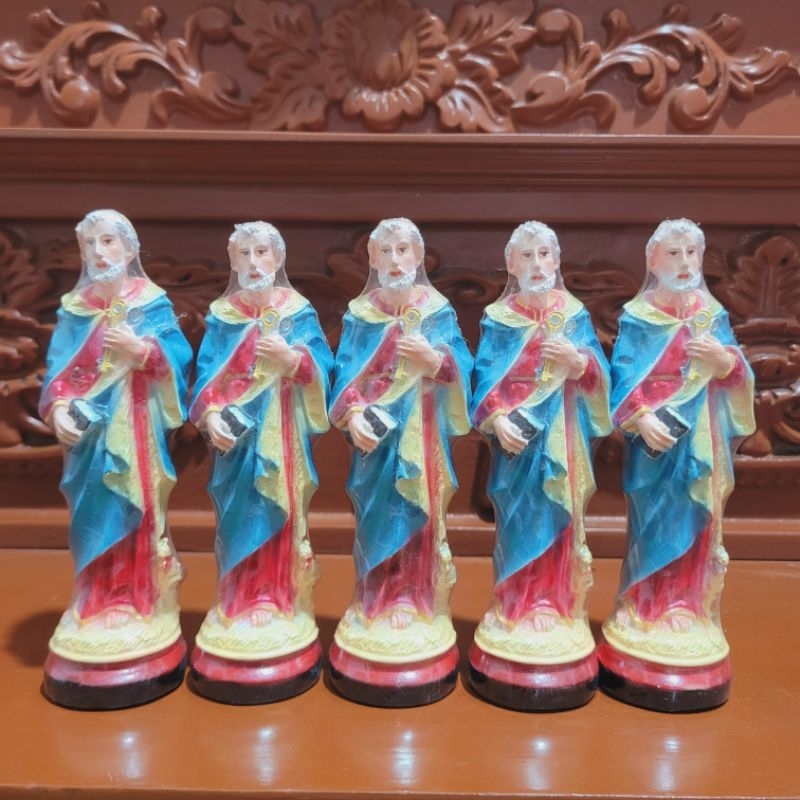 รูปปั้นนักบุญ ปีเตอร์ สูง 15 ซม. ตกแต่งห้อง รูปปั้นคาทอลิกขนาดเล็กสะสมพร้อมสีคุณภาพสูง