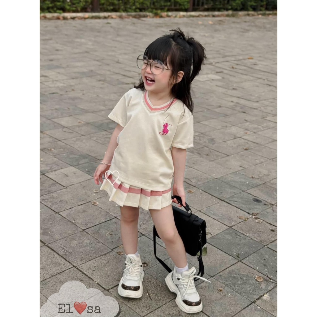 เสื้อผ้าเด็กผู้หญิง - Super Cute HEARTNECKLACE AND SKIRT SET สําหรับเด็กผู้หญิง 1 - 8 ปี