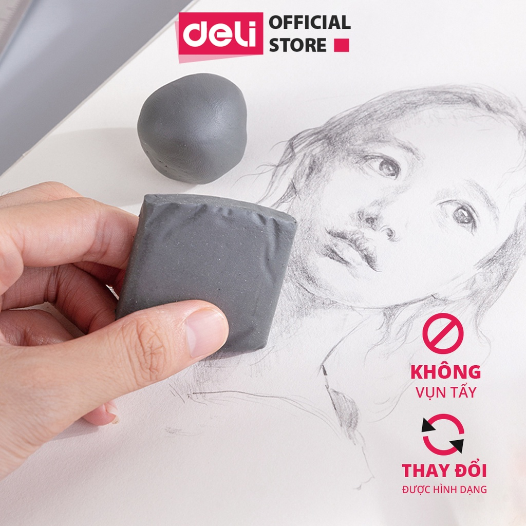 [เครื่องมือทาสี DELI] Deli Premium Fine Art Clay Eraser - เหมาะสําหรับศิลปินร่างดินสอสามารถนวดโดยไม่