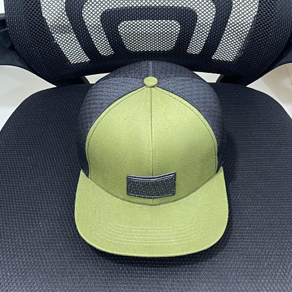 หมวก - หมวก Snapback ปักโลโก้ ตาข่ายสี่เหลี่ยม Cool Hiphop Style Moss Green