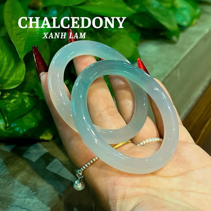 สร้อยข้อมือ Chalcedony สีฟ้า Super VIP ขนาดตั้งแต่ 51 มม. ถึง 58 มม