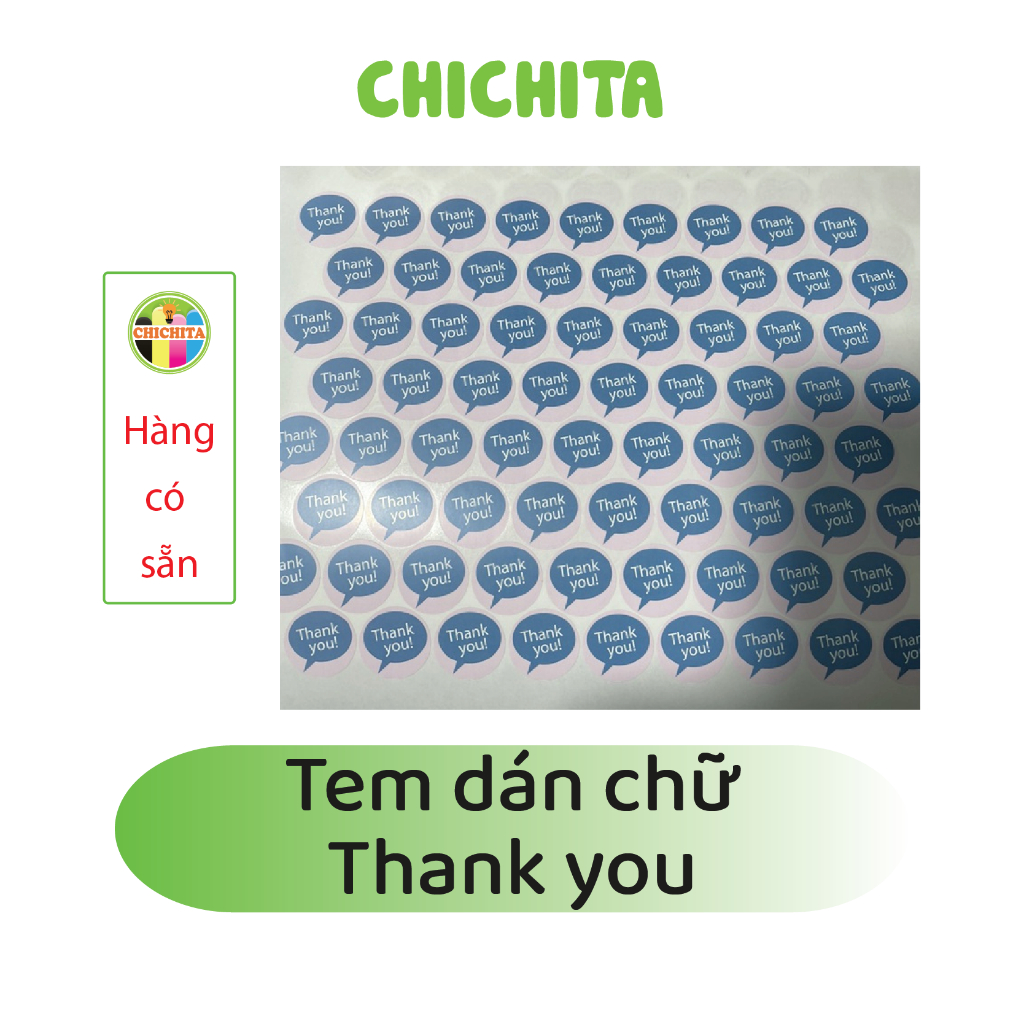 ชุดสติ๊กเกอร์ขอบคุณ" 3cm (63c) และ 4cm (33c) CHICHITA