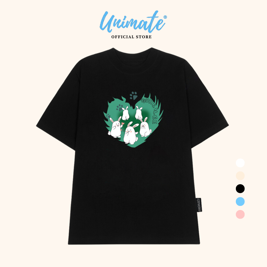 แบรนด์ท้องถิ่น UNIMATE GREEN HEART เสื้อยืดโอเวอร์ไซส์ลายแฟชั่นคอกลม