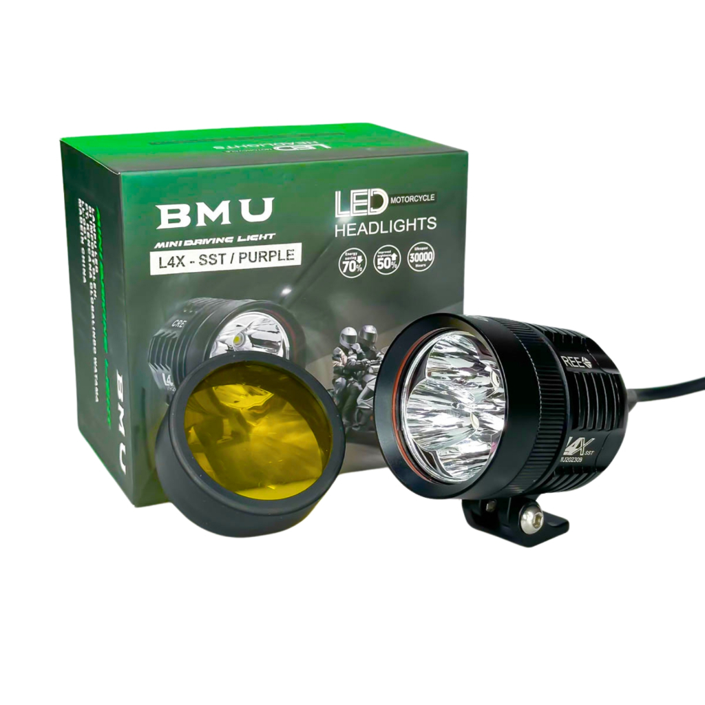 (Free Len, Pas) L4X BMU Spotlight, 40W 12-24V DC Gathering Light, Long Beam Motorcycle Mount รับประก