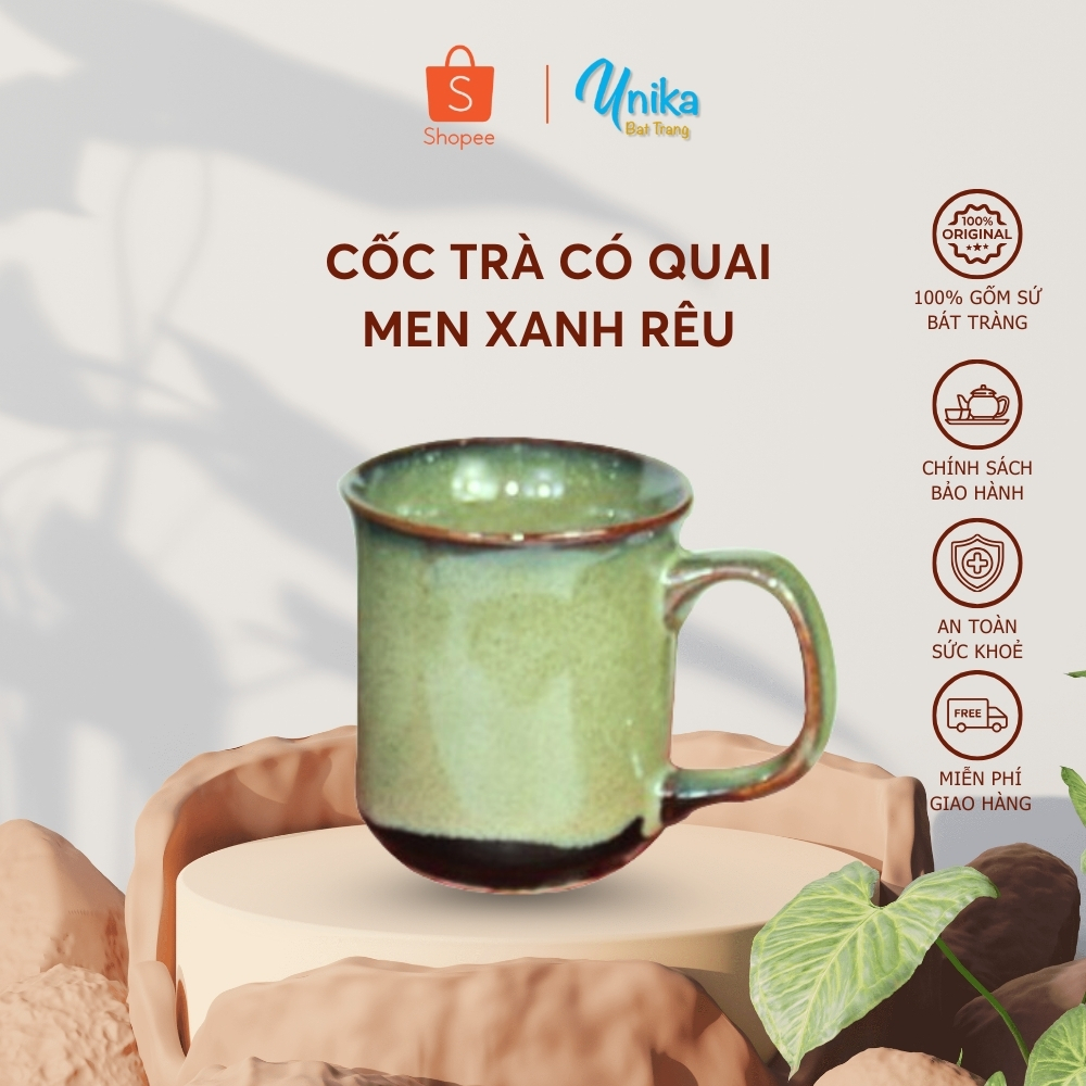 ถ้วยชาเคลือบ Fire Moss - Made at Unika Bat Trang