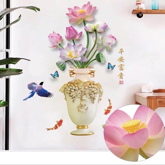 Lotus wall Decal สําหรับห้องนอนและห้องนั่งเล่น (DT49) Shop Hue Decor