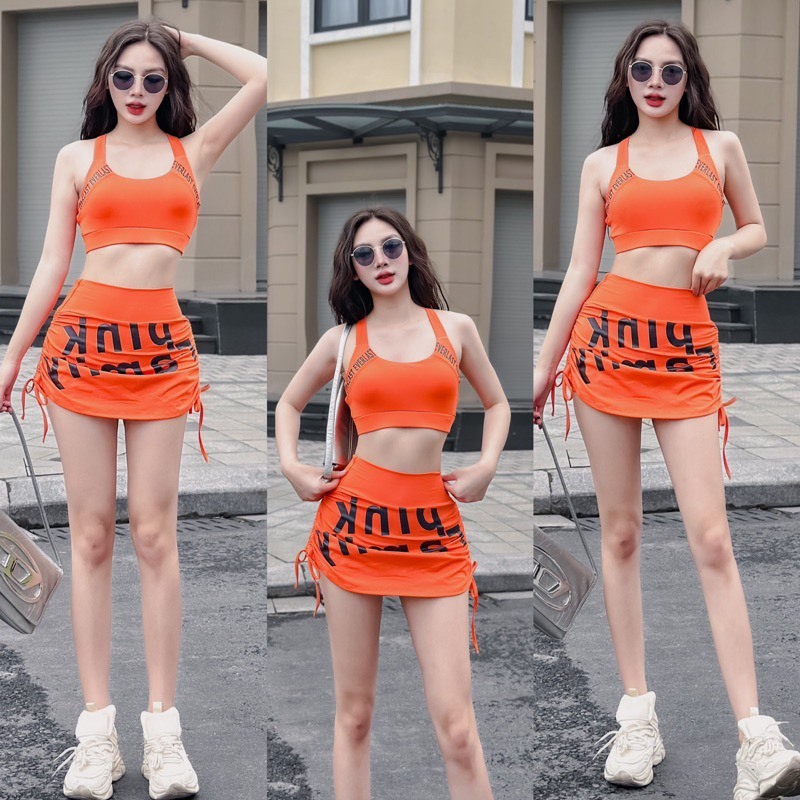 อีรอสซิค ชุดออกกําลังกาย ชุดออกกําลังกายผู้หญิง ชุดเซตผู้หญิง ชุดไปทะเลผู้หญิง ชุดว่ายนํ้าผู้หญิง (อา-01) - รูปที่ 3