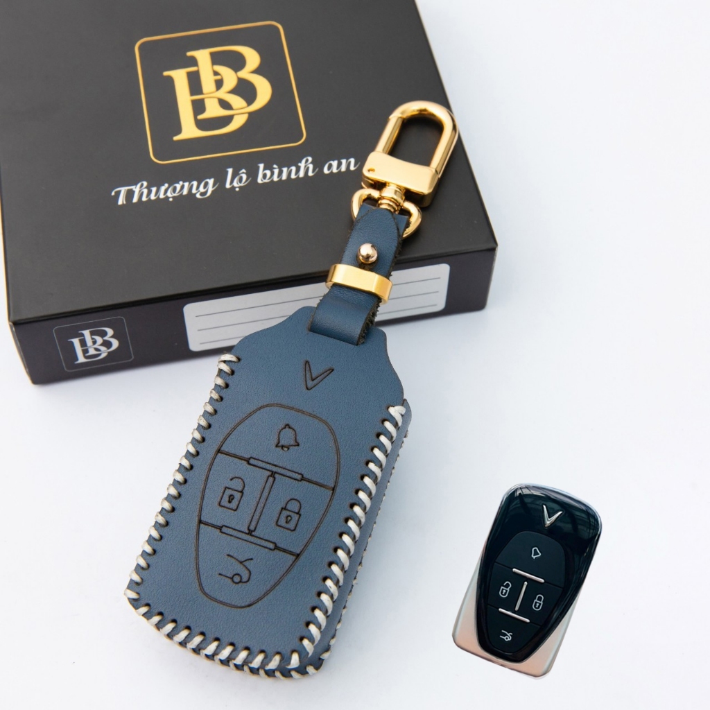 ( BB ) Vinfast VF6, VF7, VF8, VF9 Leather Car Key Case รุ่นกุญแจใหม่ หนังวัวแท้ สลักเลขโทรศัพท์เจ้าข