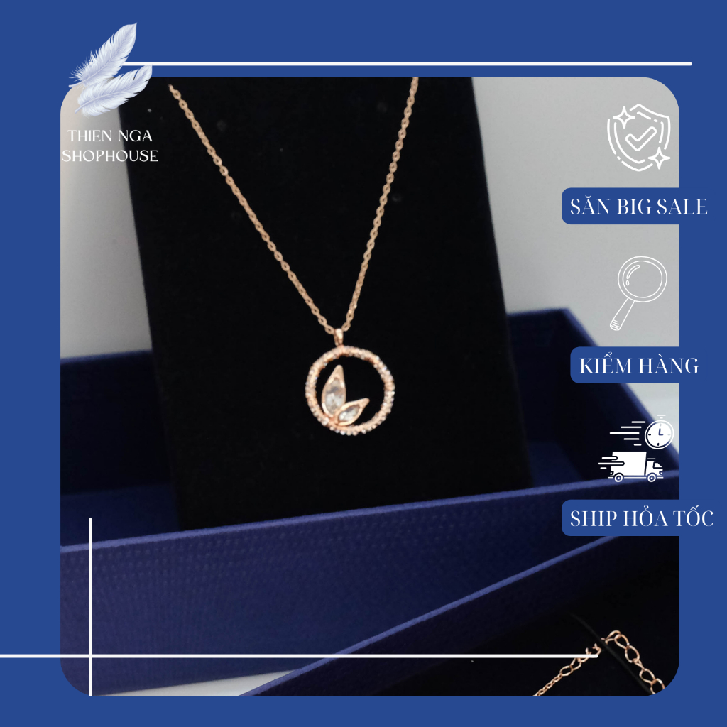 สร้อยคอ Swarovski คุณภาพสูง DELLIUM rosegold Bamboo สร้อยคอผู้หญิง Fullbox ประณีต-Thien_nga_veet_nam