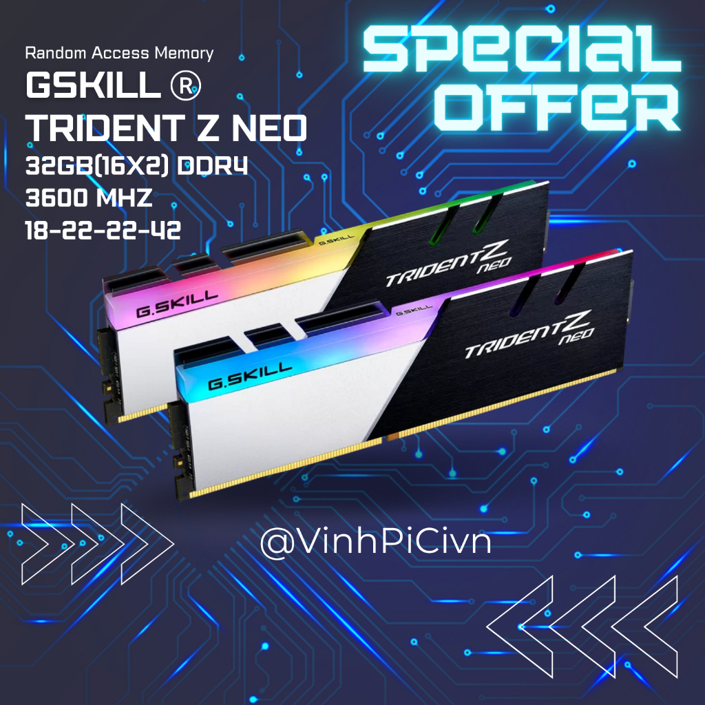 Gskill Trident Z Neo 32GB 3600MHz DDR4 Ram ( 16GBx2🚚 F4-3600C18D-32GTZN [ ใหม ่ ]