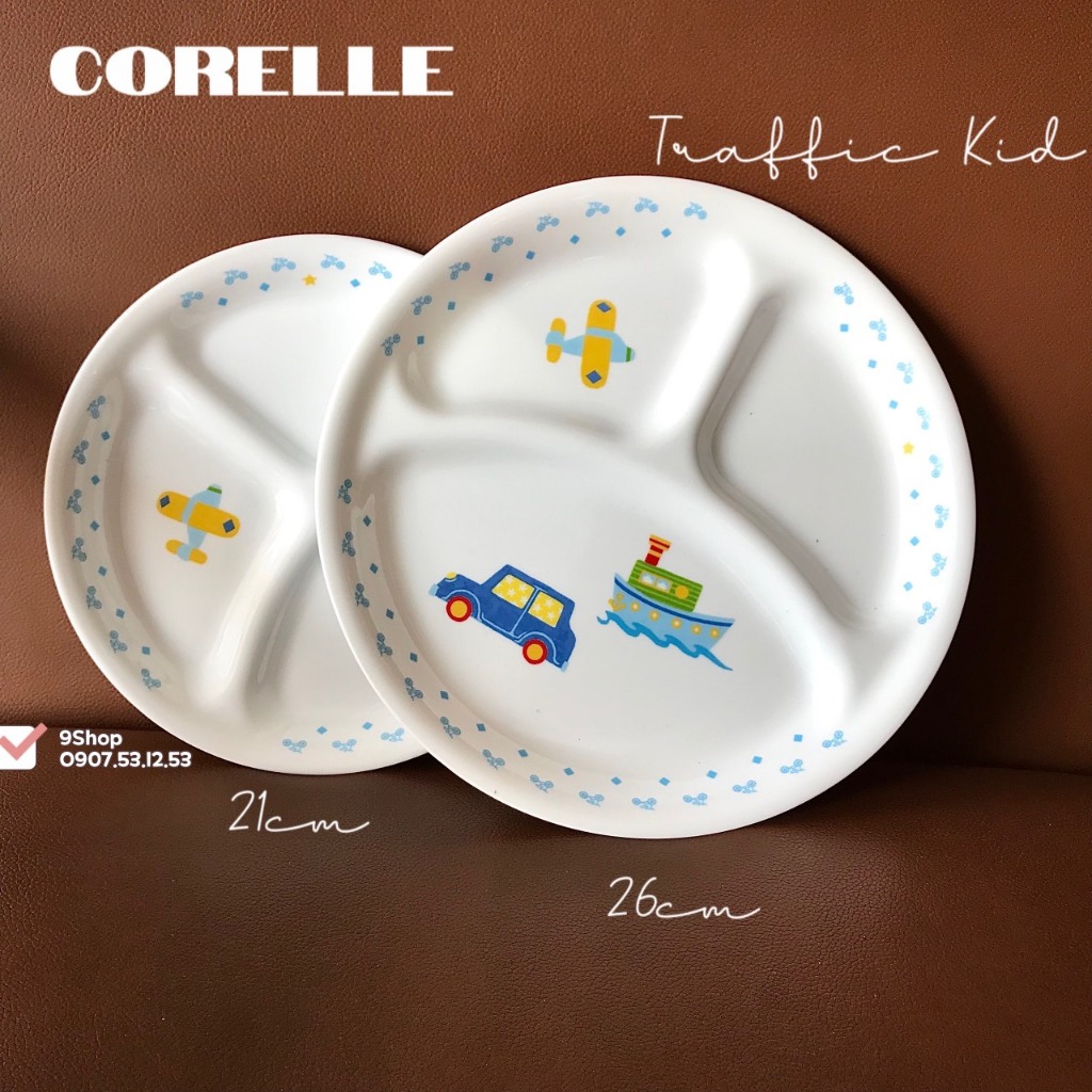 Corelle USA For Cuties - Combo 01 ถาดจาน 3 ช ่ อง 26 ซม . + จานถาด 01 21 ซม