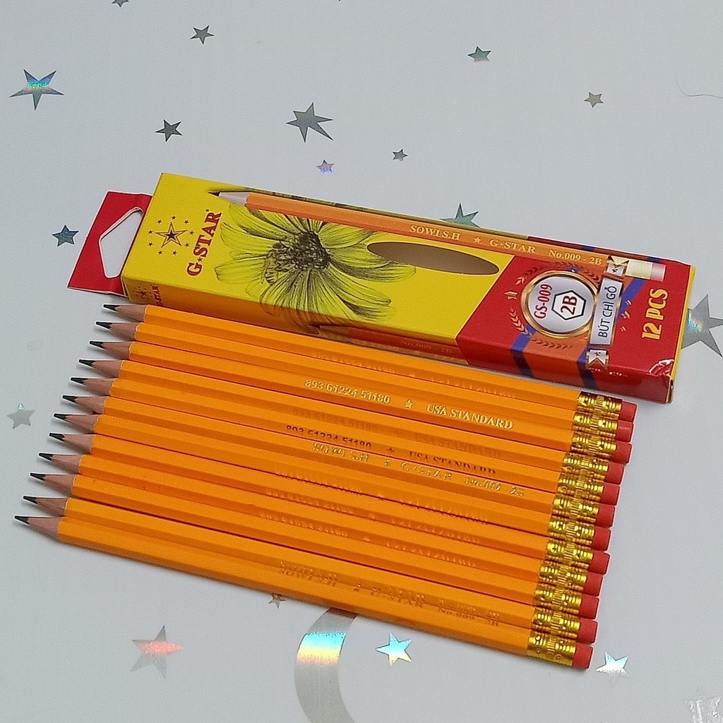 ดินสอเหลาไม้กล่อง G-STAR GS-009 (2B)