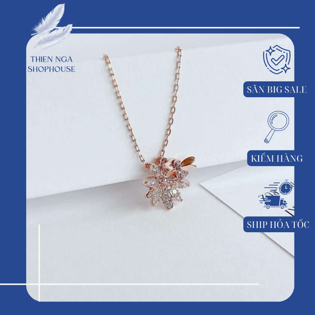 สร้อยคอ Swarovski สร้อยคอแมลงปอขนาดเล็กหรูหราและประณีตสําหรับผู้หญิง Fullbox_thien_nga_veet_nam