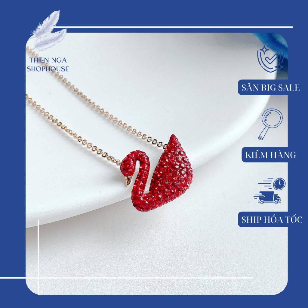 SWAROVSKI สร้อยคอสวารอฟสกี้ หรูหรา หรูหรา ประณีต Fullbox คุณภาพสูง Red Swan สร้อยคอผู้หญิง-Thien_nga