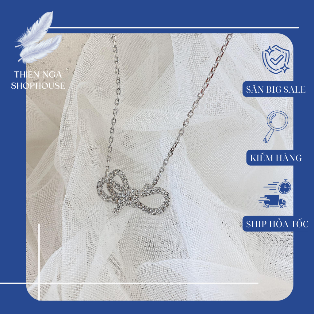 สร้อยคอ Swarovski สร้อยคอโบว์เงินคุณภาพสูง Fullbox_thien_nga_veet_nam