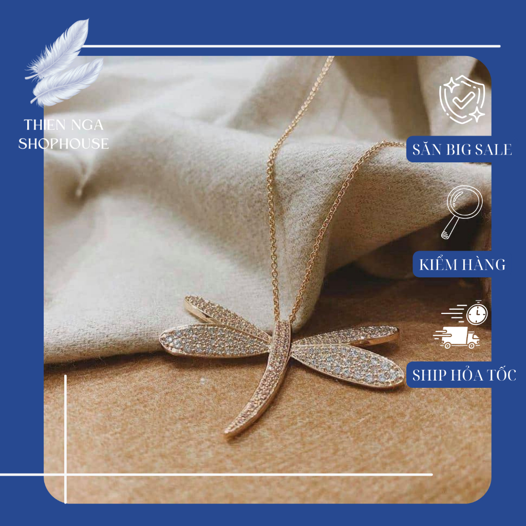 สร้อยคอ Swarovski สร้อยคอแมลงปอ Rose Gold หรูหราและประณีตสําหรับผู้หญิง Fullbox_thien_nga_veet_nam