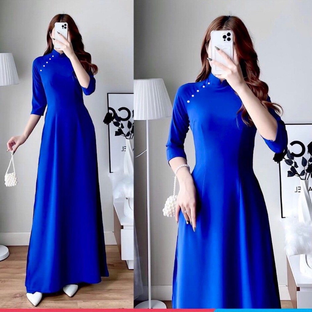 Coban GREEN Ao Dai + JEWELS ผ้าไหมอเมริกันคุณภาพสูง
