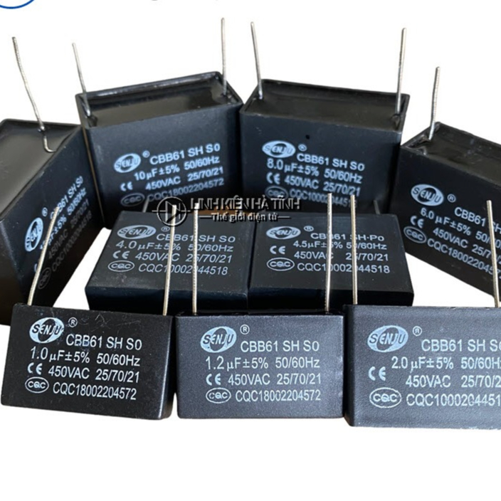 CBB61 pin 1uF SENJU 1.5uF 2uF 3uF 4uF 5uF 6uF 8uF 10uF 12uF 450VAC cbb61 ตะกั่ว LKTT ตัวเก็บประจุพัด