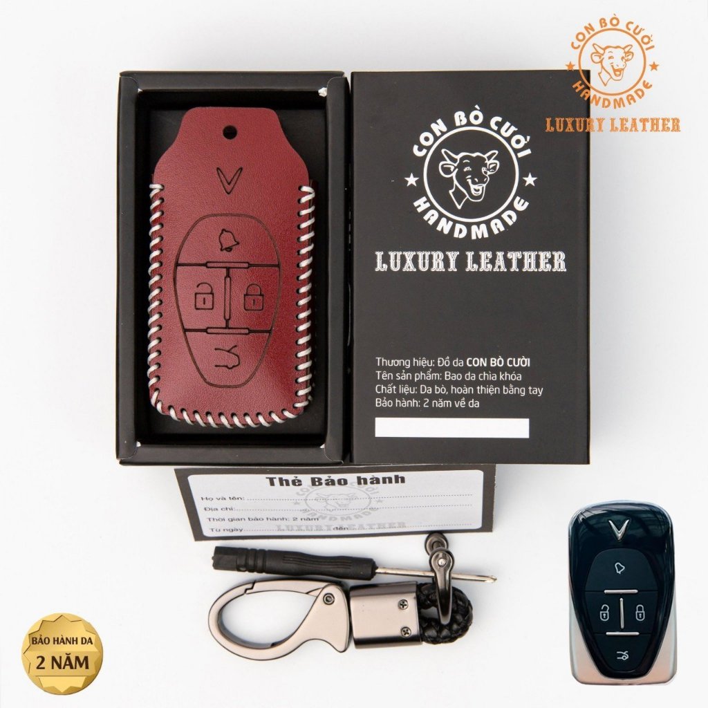 VINFAST Vf6 Vf7 Vf8 Vf9 2024 - 2025 Leather Car Key Case กุญแจใหม่ ปลอกหนังวัวคุณภาพสูง เก็บกุญแจเหม