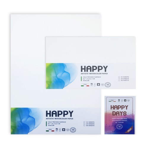 กระดาษสีน้ํา HAPPY A3 300แกรม (นูนเย็น)