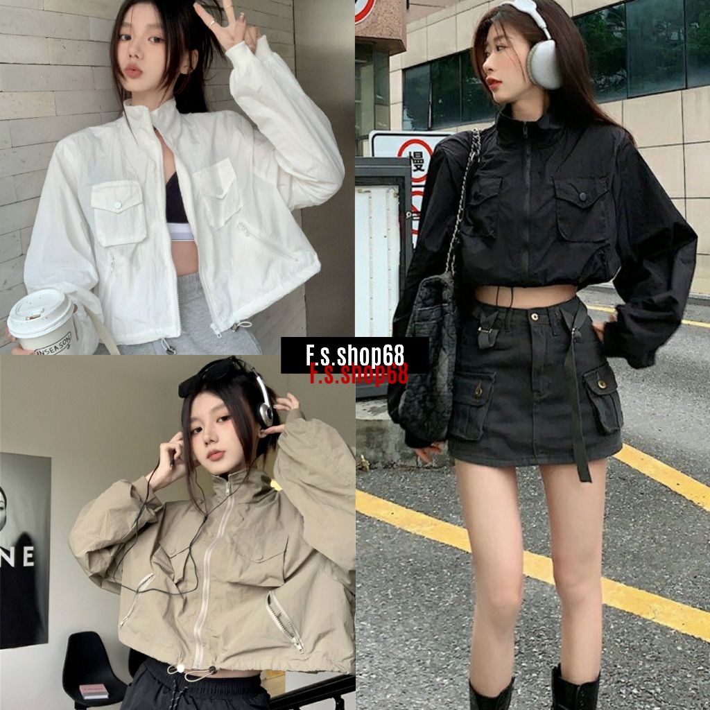 ร่มสกีน้ํา BOX BAG 3 สีร้อน 2 ชั้น ร่มริ้วรอย Croptop Form